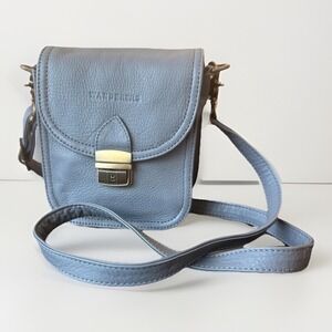 Wanderers Crossbody Bag Womens Gray Leather Adjustable Strap Push Lock Purse